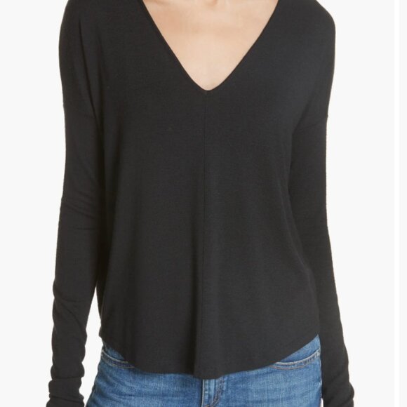 rag & bone, The Knit Long Sleeve Tee, Black, XS - Picture 2 of 9